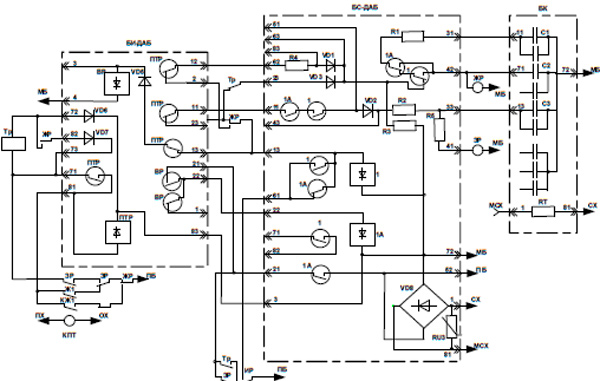 Рис.1. Чертеж включения блока БС-ДАБ