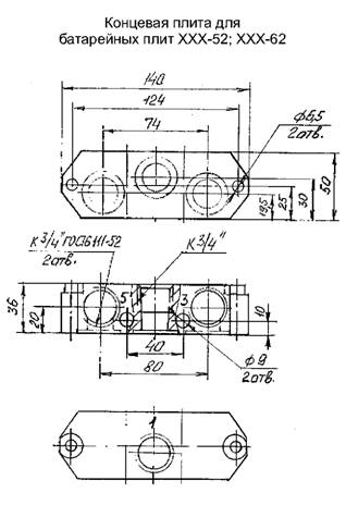 Концевая плита для батарейных плит ХХХ-52, ХХХ-62