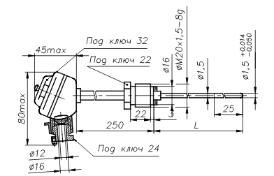 Габариты термопары рис.1